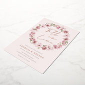 Stoffelijk Roos Bloemenkrans Herfst In liefde Brui Folie Uitnodiging (Gedraaid)