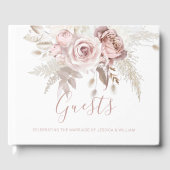 Stoffelijk Roos & Blush Bloemen Bruiloft Gastenboek (Voorkant)
