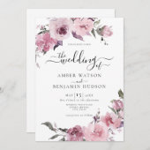 Stoffelijk Roos Blush Mauve Lila Bloemen Bruiloft Kaart (Voorkant / Achterkant)