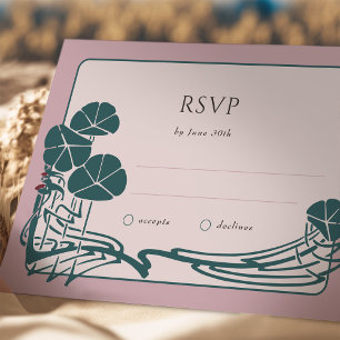 Stoffelijk Roos Botanische RSVP-kaart bruiloft Kaart