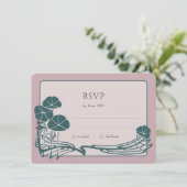 Stoffelijk Roos Botanische RSVP-kaart bruiloft Kaart (Staand voorkant)