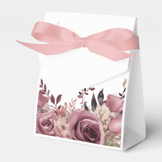 Stoffelijk Roos & Bourgogne Boho Bloemenbruiloft Bedankdoosjes (Voorkant Zijde)