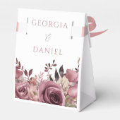 Stoffelijk Roos & Bourgogne Boho Bloemenbruiloft Bedankdoosjes (Achterkant)