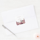 Stoffelijk Roos & Bourgogne Boho Bloemenbruiloft Vierkante Sticker (Envelop)