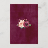 Stoffelijk Roos Bourgondië Floral bruiloft recepti Informatiekaartje (Achterkant)