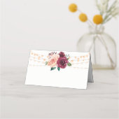 Stoffelijk Roos Bourgondië Floral String Lights Br Plaatskaartje (Voorkant)