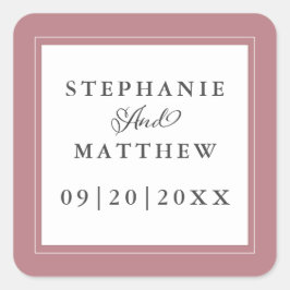 Stoffelijk Roos Bruiloft Elegante Kalligrafie Chiq Vierkante Sticker