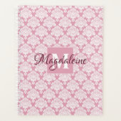 Stoffelijk Roos Damask Planner met Monogram & Naam (Voorkant)