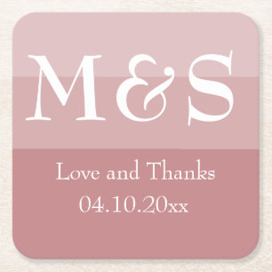 Stoffelijk Roos Eenvoudige moderne bruiloft Kartonnen Onderzetters