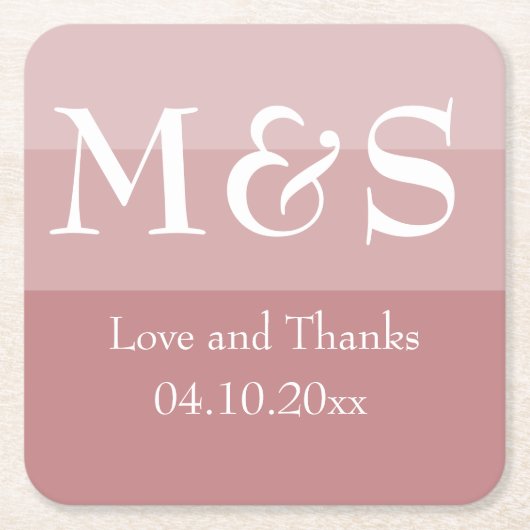 Stoffelijk Roos Eenvoudige moderne bruiloft Kartonnen Onderzetters (Voorkant)