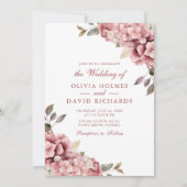 Stoffelijk Roos Elegante Hydrangea Bruiloft Kaart (Voorkant)