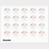 Stoffelijk Roos en Blush Flowers Elegante bruiloft Ronde Sticker (Vel)