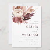 Stoffelijk Roos en Bourgogne Boho Elegance Bruilof Kaart (Voorkant)