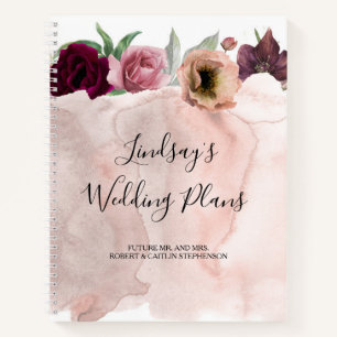 Stoffelijk Roos en Bourgondische rode romantische  Notitieboek