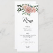 Stoffelijk Roos en groen Bloemenbruiloft Menu (Voorkant / Achterkant)