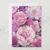 Stoffelijk Roos en Mauve Bloemenbruiloft Kaart (Achterkant)