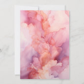 Stoffelijk Roos en Mauve Ink Bruiloft Kaart (Achterkant)