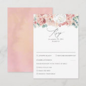 Stoffelijk Roos en Perzik Bloemen Bruiloft RSVP (Voorkant / Achterkant)