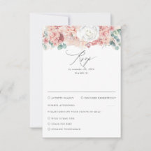 Stoffelijk Roos en Perzik Bloemen Bruiloft RSVP