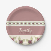 Stoffelijk Roos en pruim Papieren Bordje (Voorkant)