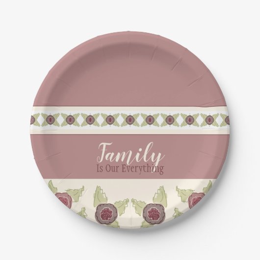 Stoffelijk Roos en pruim Papieren Bordje (Voorkant)