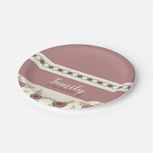 Stoffelijk Roos en pruim Papieren Bordje (Gekanteld)