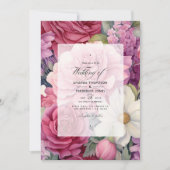 Stoffelijk Roos en Sage Bloemenbruiloft Kaart (Voorkant)