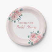 Stoffelijk Roos Eucalyptus Bloemen Elegant Vrijgez Papieren Bordje (Voorkant)