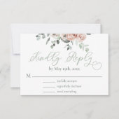 Stoffelijk Roos Eucalyptus Licht Groen Bruiloft RS RSVP Kaartje (Voorkant)