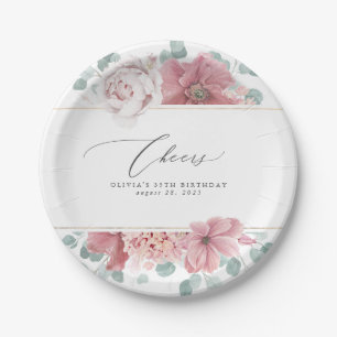 Stoffelijk Roos Floral Elegant Botanisch Papier Bo Papieren Bordje