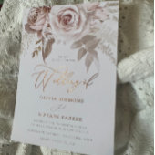 Stoffelijk Roos Folie Elegantie Blush Bloemen Brui Folie Uitnodiging