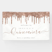 Stoffelijk Roos Glitter Drips Welkom bij Quinceañe Spandoek (Horizontaal)