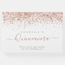 Stoffelijk Roos Glitter Quinceanera Gastenboek