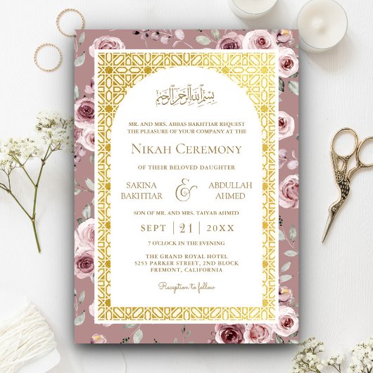 Stoffelijk Roos Goud Islamitisch Patroon Moslim Br Kaart