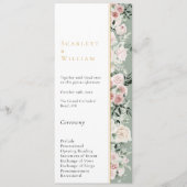 Stoffelijk Roos Goud Sage Groen Modern Bruiloft Programmakaart (Voorkant)