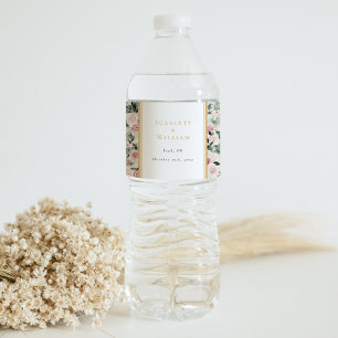Stoffelijk Roos Goud Sage Groen Vintage Bruiloft Waterfles Etiket