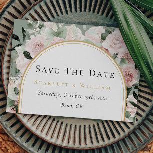 Stoffelijk Roos Gouden Boog Sage Groene Vintage Br Save The Date