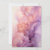 Stoffelijk Roos, Lavendel en Zilveren Inkt Bruilof Kaart (Achterkant)