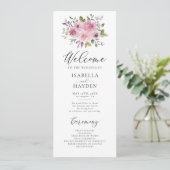 Stoffelijk Roos Mauve Bloemen Rustieke Waterverf B Programmakaart (Staand voorkant)