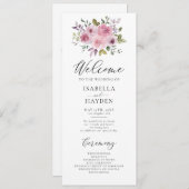 Stoffelijk Roos Mauve Bloemen Rustieke Waterverf B Programmakaart (Voorkant / Achterkant)