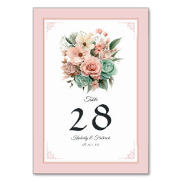 Stoffelijk Roos, Mint Groen, en Blush Bloemen Brui Kaart