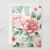 Stoffelijk Roos, Mint Groen, en Blush Bloemen Brui Kaart (Achterkant)