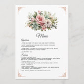 Stoffelijk Roos, Mint Groen, en Blush Bloemen Brui Menu (Voorkant)