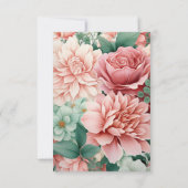 Stoffelijk Roos, Mint Groen, en Blush Bloemen Brui RSVP Kaartje (Achterkant)