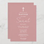 Stoffelijk Roos Moderne minimalistische doop doops Kaart (Voorkant / Achterkant)