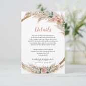 Stoffelijk Roos Orchidee Pampas Grass Eucalyptus D Informatiekaartje (Staand voorkant)