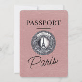 Stoffelijk Roos Paris Passport Bruiloft Kaart (Achterkant)