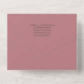 Stoffelijk Roos Roze all-in-1 Bruiloft met RSVP All In One Uitnodiging (Achterkant)