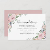 Stoffelijk Roos Roze Bloemen Bruiloft Hotel Accomm Informatiekaartje (Voorkant / Achterkant)