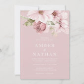 Stoffelijk Roos Roze Bloemen Waterverf Elegante br Kaart (Voorkant)